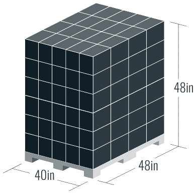 Pallet de 120 cajas, 48 × 40 × 48 pulgadas