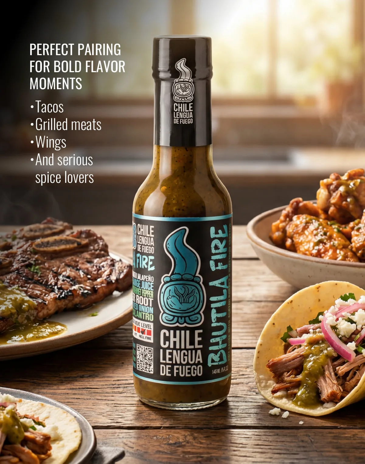 Bhutila Fire servida con un plato que la acompaña